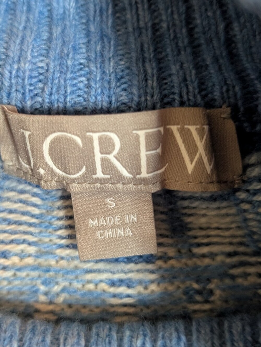 J. Crew Light Blue & Cream Fair Isle Wool Blend Turtleneck Sweater Size Small - Picture 2 of 4